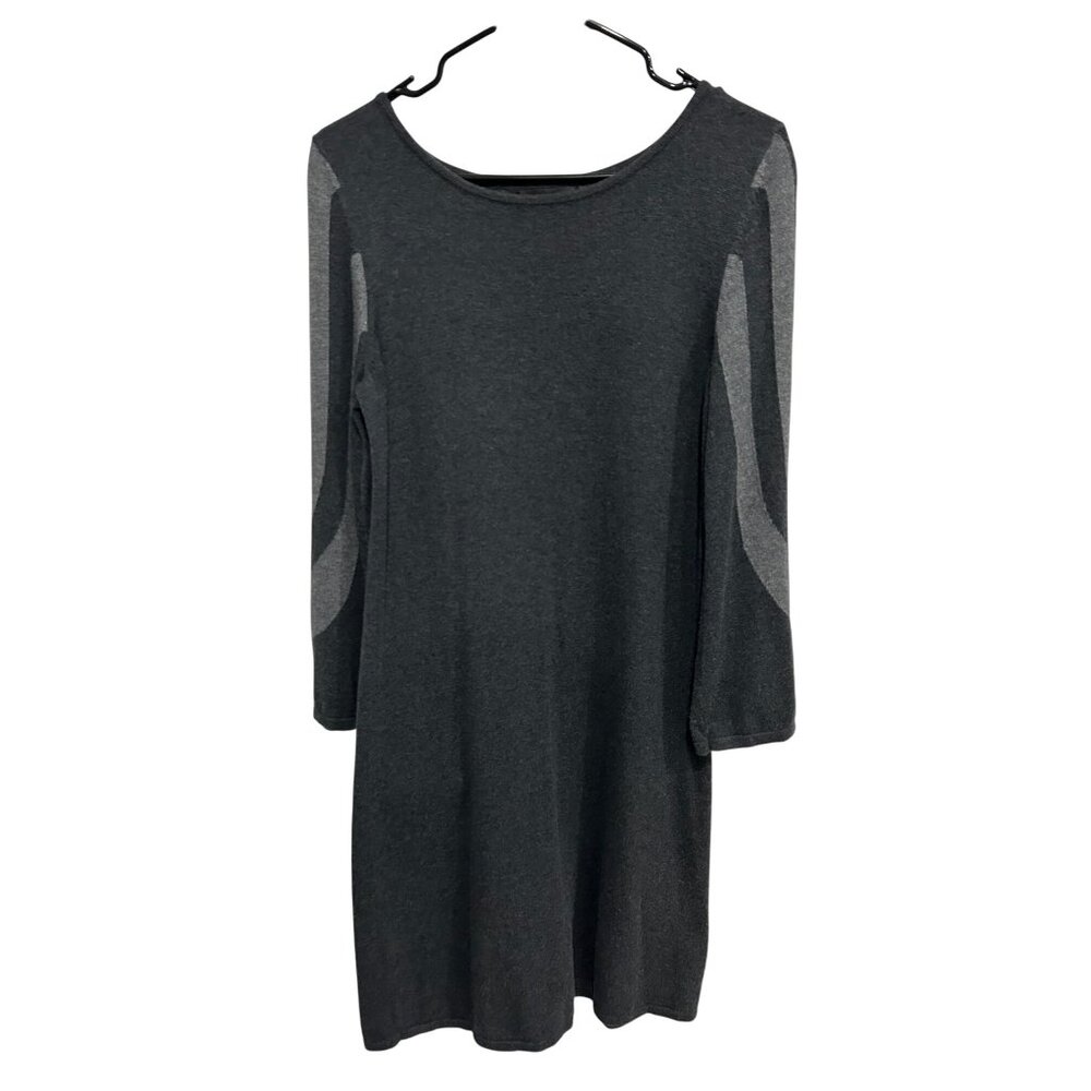 Spense Charcoal Gray 3/4 Sleeve Knit Dress Abstract Sleeve Design Size Medium